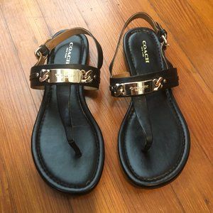 Coach Black Leather Sandals